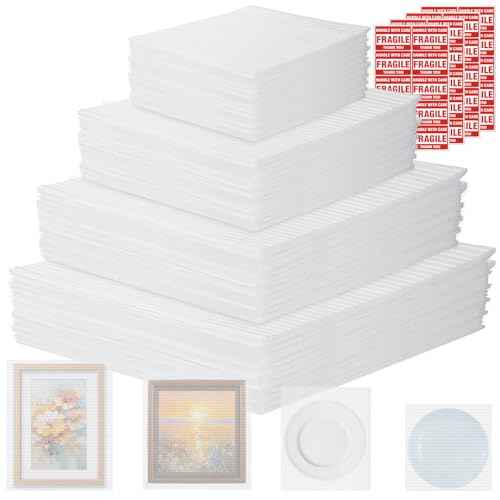 AOBOPLE 100 Pack Foam Pouches,4 Size(16" x 24",16" x 20",14" x 16",14" x 12")Large Moving Supplies for Packing Artwork Picture Frame,Packaging Supplies Protect Photo Frame,Canvas Artwork,Large Dishes