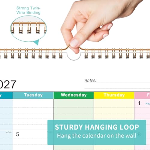 Ougesi 14''x11'' Colorful 18-Month Wall Calendar 2026-2027 Jul-Dec Academic Planner