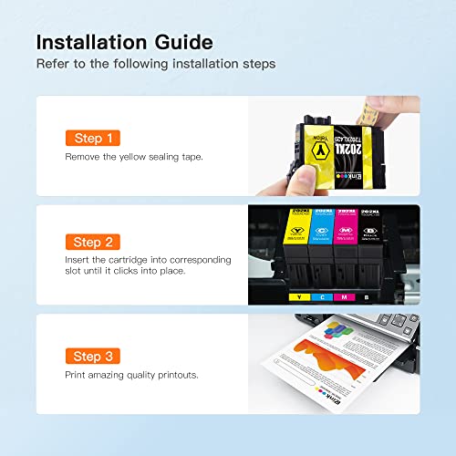 E-Z Ink 202XL Ink Cartridges High Capacity Remanufactured for Epson 202 XL 202XL T202XL to Use with Expression Home XP-5100 Workforce WF-2860 Printer (1 Black 1 Cyan 1 Magenta 1 Yellow, 4 Pack)