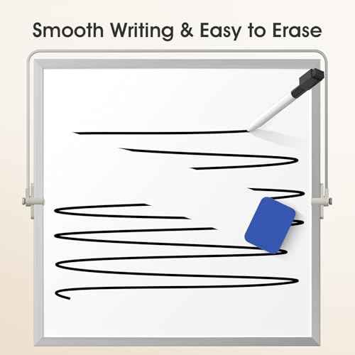 MaxGear Small White Board with Stand, 10" x 10" Double-Sided Magnetic Aluminium Frame Whiteboard, Mini Dry Erase Board for Drawing, Kitchen Grocery List, Memo
