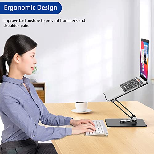 Black BESIGN LSX7 Laptop Stand with 360° Rotating Base, Ergonomic & Foldable