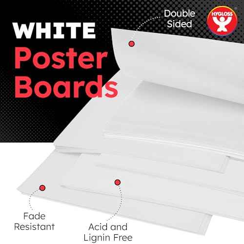 Hygloss Medium Poster Board 11x14 - 50 Poster Boards Bulk Pack - 10 Pt. Thickness White Poster Board Paper for Projects, Presentations, Displays, Signs, Crafts - Blank Posterboard Multipack 11" x 14"