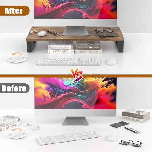 Ywin Monitor Stand Riser, Computer Monitor Stand for Desk Laptop Riser Underneath Storage for Office, Home and School, Large Size 23.6''L x 15.7''W