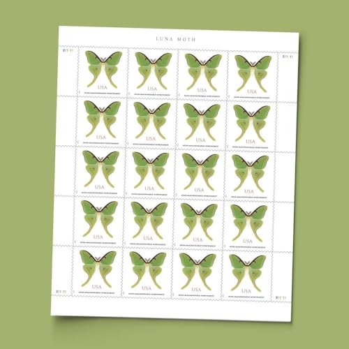 United States Postal Service Luna Moth Non-Machineable Surcharge Postage Stamps - 20 Sheets