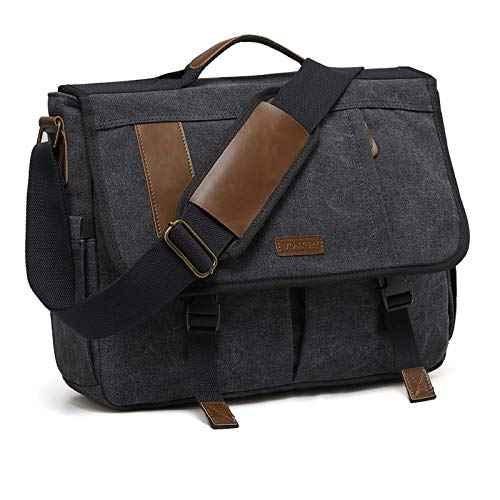 VX VONXURY 15.6 Inch Laptop Bag Mens Messenger Bag,Water Resistant Canvas Multipocket Satchel Shoulder Bag for Men, Business, Work, Travel, College