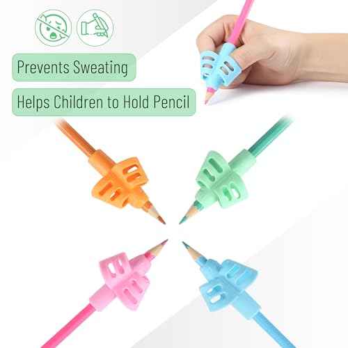 Mr. Pen- Pencil Grips for Kids Handwriting, 4 Pack with 4 Clips, Pencil Grips