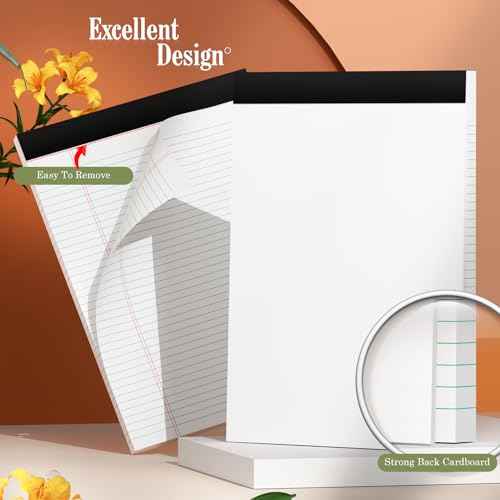 24 Pack White Legal Pads 8.5 x 11 Writing Note Pads College Ruled Writing Pads 8.5 x 11, Lined Paper Pads, 30 Sheet/Notepad, 38 Lines Perforated Notepads 8.5 x 11'' for School, Home, Office