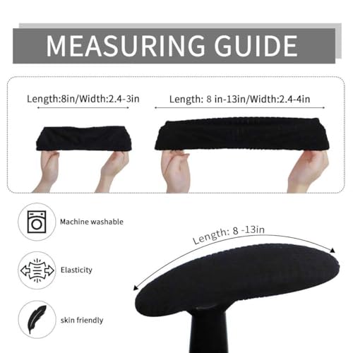 FORCHEER Black Chair Armrest Covers 2 Pack – Water-Resistant Stretch Jacquard, Fits 8-13in Armrests, Easy-Care