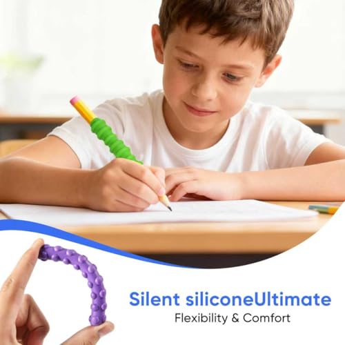 Multicolor Textured Silicone Pencil Grips for Sensory Fidget & Focus, 8-Pack