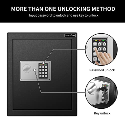 JUGREAT 83 Keys Wall Safe with Sensor Light, 80 Key Hooks, Keyless Access Black