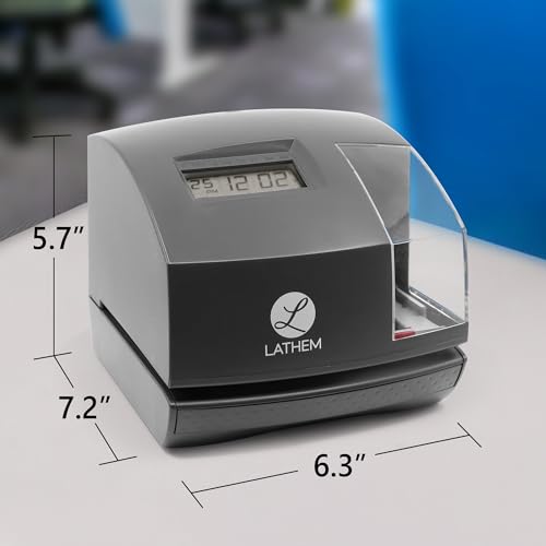 Lathem 1600E Time Clock Machine & Document Stamp - Charcoal Gray