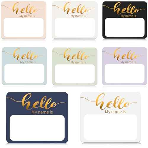 Name Tag Stickers, 120 Pcs Hello My Name is Stickers, (3" x 2.5") Gold Foil Adhesive Nametags Name Labels Sticker for School Classroom, Meeting, Conferences, Clothes, Office & Christmas