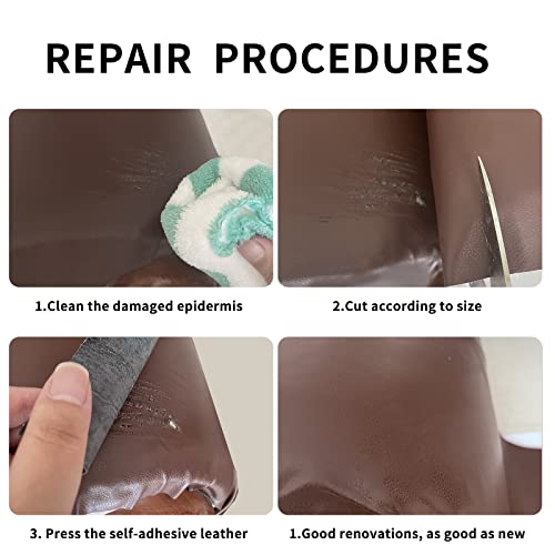 Leather Repair Patch, 35X79 Inch Self Adhesive Leather Repair, Large Vinyl Patch Tape for Couches, Furniture, Car Seats, Cabinets, Wall, Handbags £¨Brown, 35X79 Inch£©