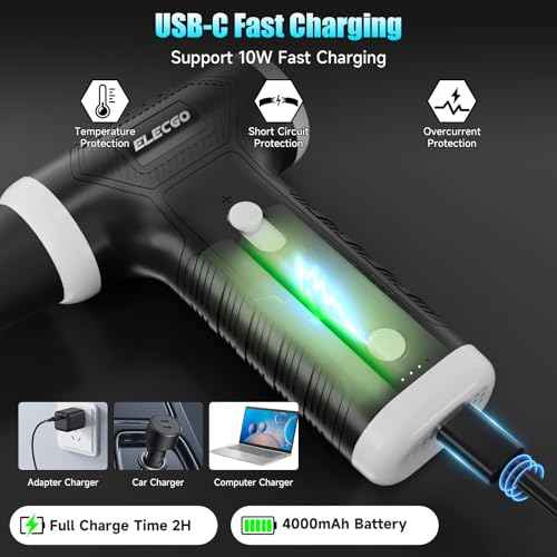 2 in 1 Compressed Air Duster, 150000 RPM Electric Air Duster, Electric Vacuum Cleaner with Brushless Motor, Stepless Speed Adjustable, Highspeed Jet Air Blower for Home, Car, Keyboard, Computer