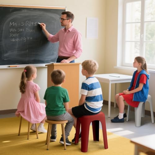 Anywish Multi Color 6-Pack 18-Inch Stackable Classroom Plastic Stools