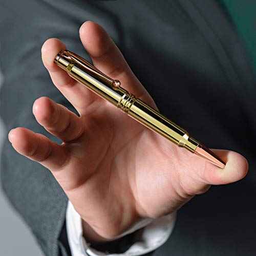 .308 Real Bullet Authentic Brass Casing Refillable Twist Pen - Tactical Gift Box - Polished Brass