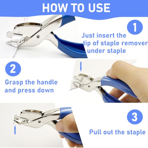 TDYBASE 2-Pack Staple Remover, Ergonomic Blue - Quick & Easy Paper Quicker, Office/School