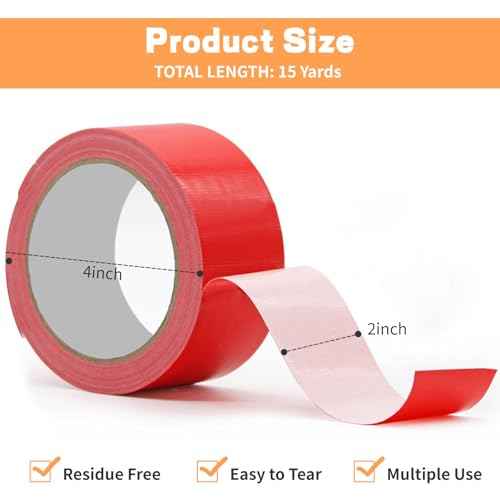Rouceyxin Rainbow Colored Duct Tape, 6 Pack Heavy Duty Duct Tape Bulk, Waterproof, No Residue, Writable, Tear by Hand, 15 Yards x 2 Inch, for Packaging, Labeling, Arts and Craft