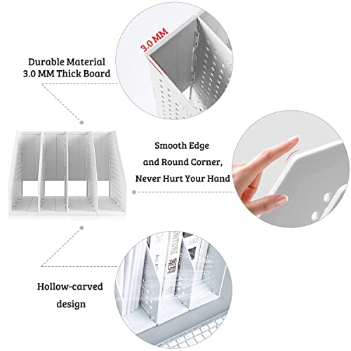 SAYEEC 2Pcs Gray 3-Compartment Collapsible Plastic Magazine File Holders for Desk Office & Home