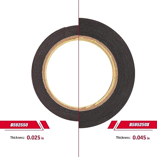 3M 5925 Heavy Duty Double Sided Tape 0.5" x 15.4 ft - Black Mounting Tape (Bulina 1 pack, 0.5"x15.4ft)