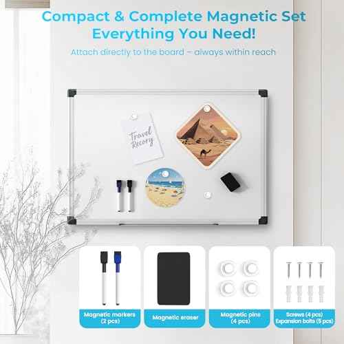VUSIGN Magnetic White Board, 36 ¡¿ 24 inches, Dry Erase Board for Wall, Silver Aluminium Frame, Hanging Whiteboard for Kids, Students, Office, Kitchen