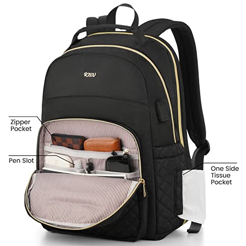Laptop Backpack Women,Teenagers Girl Middle High School Bag,Bookbags College Students for Gym Camping,Back Packs Work Travel TSA Friendly,Mochila Mujer,Black