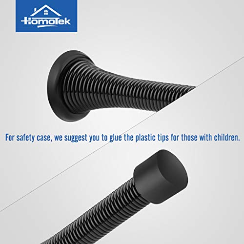 HOMOTEK 12 Pack Heavy Duty Black Spring Door Stops - Flexible Wall & Door Protectors