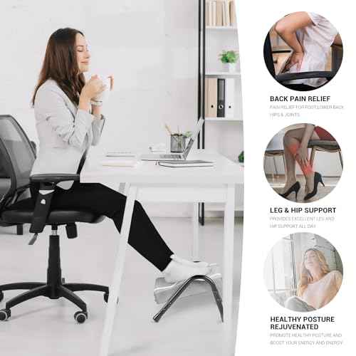 Foot Rest for Under Desk at Work,Ergonomic Foot Rest for Office Use, Heights,Relieving Pain in Lower Back, Hip, Knee (Grey)