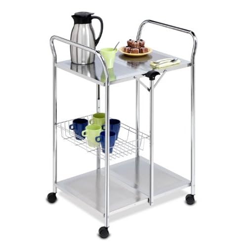 Honey-Can-Do CRT-01703 Deluxe Foldable Push Cart, Chrome, 2-Tier