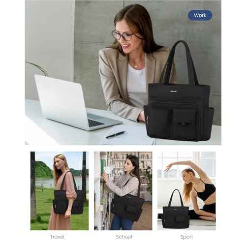 LOVEVOOK Tote Bag for Women,Light Puffer Tote Bag with Multi-pockets,Stylish Carry on Laptop Bags for Daily,Travel,Work,Gym