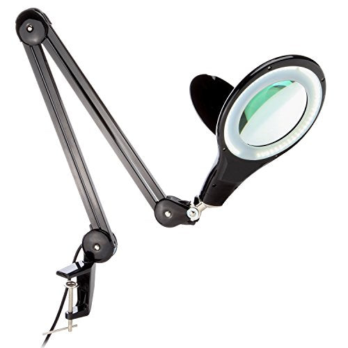 Brightech LightView PRO Magnifying Desk Lamp, 2.25x Light Magnifier, Adjustable Magnifying Glass with Light for Crafts, Reading, Close Work - Black