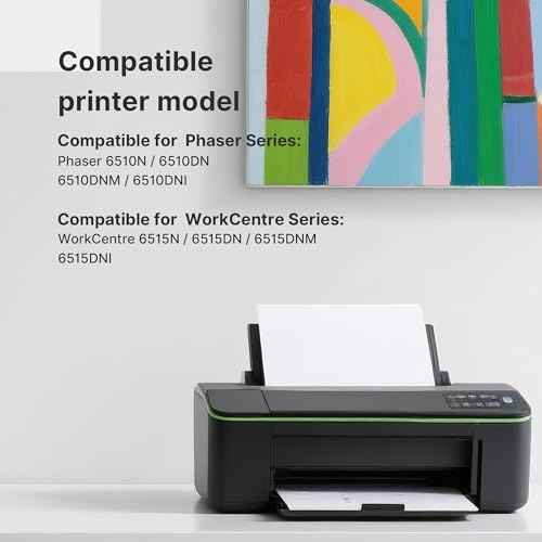 Workcentre 6515 Toner Phaser 6510 Toner Replacement for Xerox Workcentre 6515 Toner Phaser 6510 Toner Cartridge, Black Cyan Magenta Yellow, 4 Pack