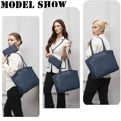 YZAOLL 15.6 Inch Laptop Tote Bag for Women,Lightweight Water-resistant Vegan Leather with Padded Sleeve Multi-Pocket Work Bag