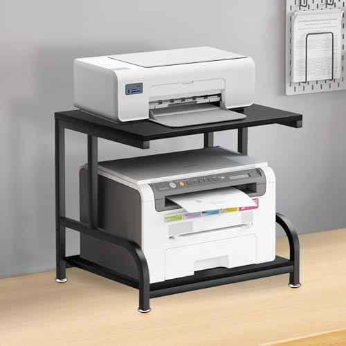 bealy 2-Tier Printer Desk Stand, Desktop Printer Stand Organizer, 3DPrinter Stand for Desk, Printer Shelf Desk Organization for Home,Office,Fax Machine,Scanner,17.3¡±D x 11.8¡±W x 15.7¡±H,Black