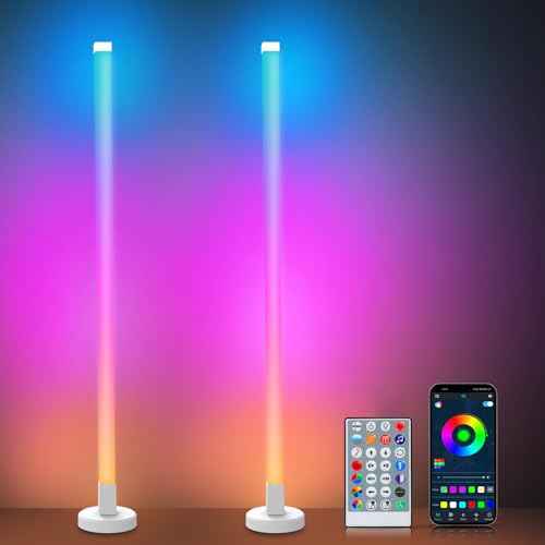 Corner Floor Lamp, 2 Pack RGB LED Corner Lamp with Smart App and Remote Control, 16 Million Colors & 200+ Scene, Music Sync, Color Changing Ambient Mood Lighting for Living Room, Bedroom, Gaming Room