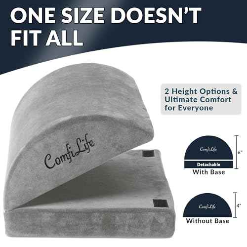 ComfiLife Foot Rest for Under Desk at Work ? Adjustable Height Memory Foam Foot Stool for Under Desk, Office Chair & Gaming Chair ? Ergonomic Footrest for Back & Hip Pain Relief (Gray)