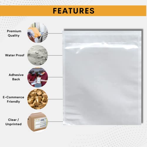 500 Pack 6x10 Waterproof Shipping Label Sleeves - Self-Adhesive Packing Slip Pouches