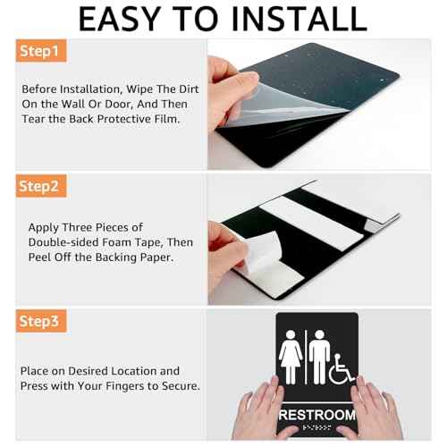 GicnKeuz ADA Braille Unisex Bathroom Signs,9 x 6 Inches Restroom Signs with Self-Adhesive Tape for Business or Office Bathroom and Toilet Door or Wall D?cor