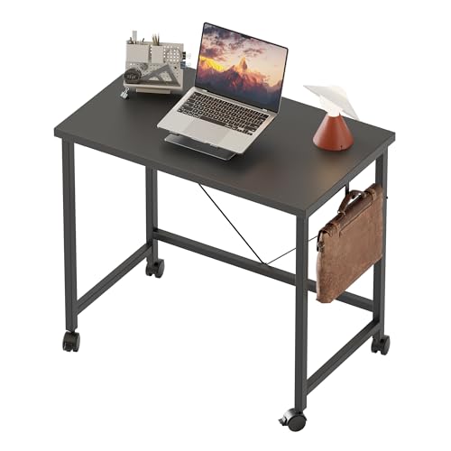 Mericonia 24x16 Inch Rolling Computer Desk - Small Adjustable Workspace