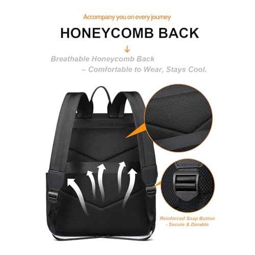 EURYNOME Business Backpack for 15.6/16 Inch Laptops,Max 16.7",Travel Bag Men Women, Water-Resistant Lightweight Office Hiking(Black)