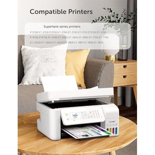 Hiipoo Sublimation Ink 522 Refilled Bottles Work with ET-2720 ET-2760 ET-2800 ET-15000 ET-2803 ET-2850 ET-3760 ET-4800 ET-4760 Inkjet Printer Heat Press Transfer on Mugs T-Shirts Pillows Phone Case