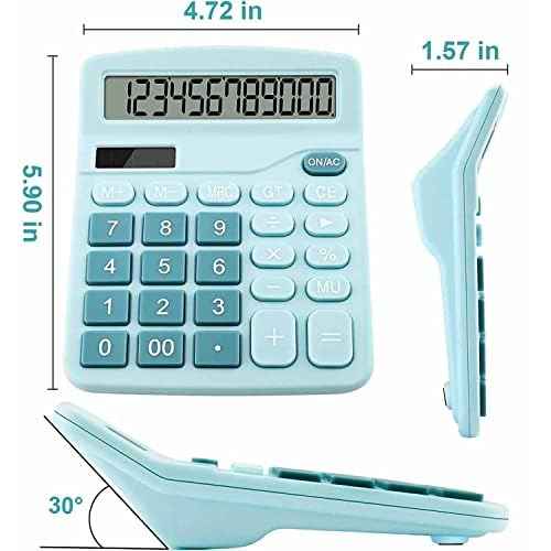 Office Desk Calculator, Cute Calculator for Kids, Basic Calculators Desktop, Dual Power Simple Financial Calculator with Big Button Large Display for Office Home and School (Blue)