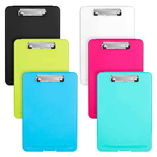 IKAYAS Heavy Duty 9.5 x 13.8 Inch Translucent Metal Storage Clipboard with Paperboard for Classroom, Office, School, Hospital