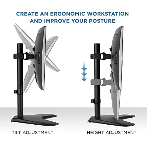 Mount-It! Single Monitor Stand, Freestanding Desk Mount for 21.5-32 Inch Screens, VESA Compatible Desk Stand with Height Adjustable, Tilt, Swivel, and Rotation Features, Sturdy Base Supports 17.6 lbs