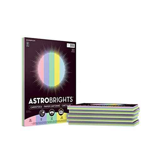 Astrobrights Colored Cardstock, 8.5" x11" 65 lb/176 gsm, "Pastel" 5-Color Assortment, 6 Individual Packs of 50 Pastel Assorted Sheets - 300 Sheets in Total