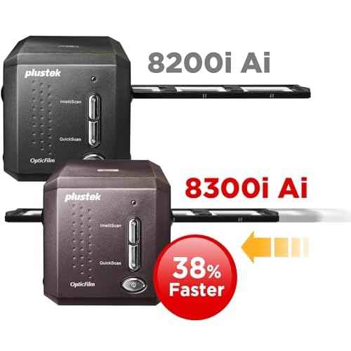 Plustek OpticFilm 8300i Ai Film Scanner - Converts 35mm Film & Slide into Digital, Bundle SilverFast Ai Studio 9 + QuickScan Plus, Include Advanced IT8 Calibration Target (3 Slide)