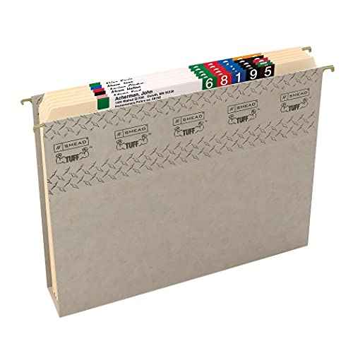 Smead TUFF Extra Capacity Box Bottom Hanging Folder, 2" Expansion, 1/3-Cut Easy Slide Tab, Letter Size, Steel Gray, 18 Per Box (64240)