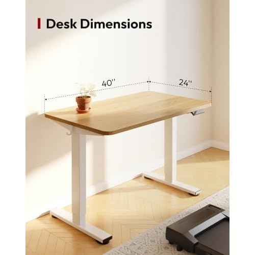 SANODESK Standing Desk Height Adjustable Electric 40x24 Inches Sit Stand Desk for Home Office with Splice Board, White Frame/Maple Top
