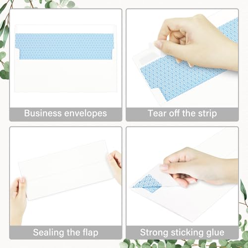 50 Pack #10 Business Envelopes, Self Seal Standard White Envelopes for Secure Business & Legal Mailing, Office, Checks, Letter, Invoices, 4 1/8 x 9 1/2 Inches