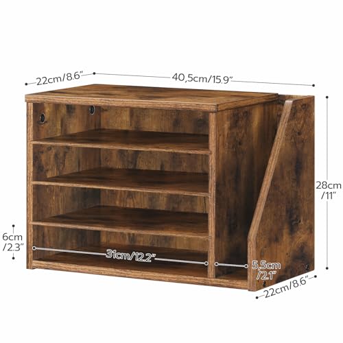 HOOBRO Rustic Brown Mail Sorter with Adjustable Shelves Office Organizer
